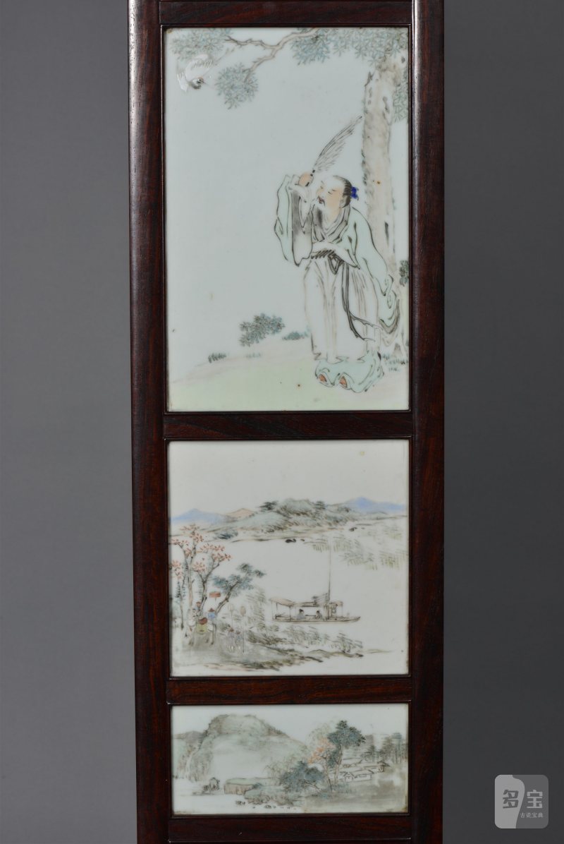 清光绪 任焕章浅绛彩山水人物花鸟八条屏 - 图23